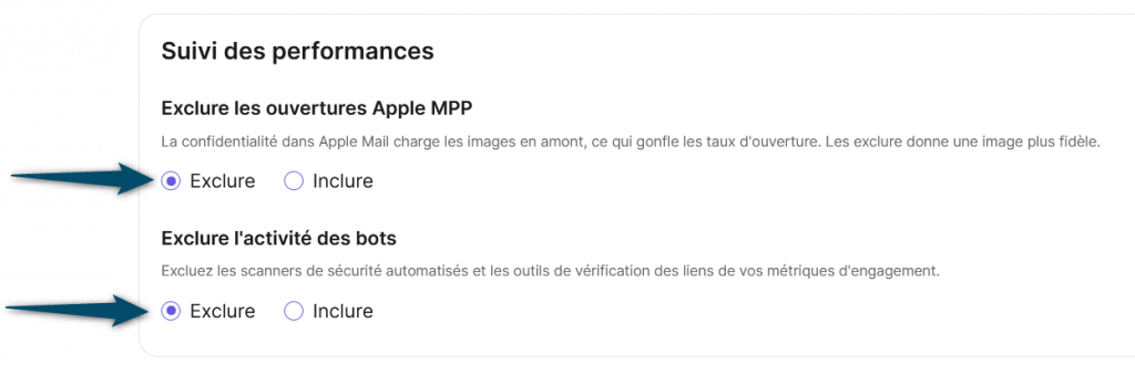 Capture d'écran montrant comment améliorer la qualité des statistiques de Brevo